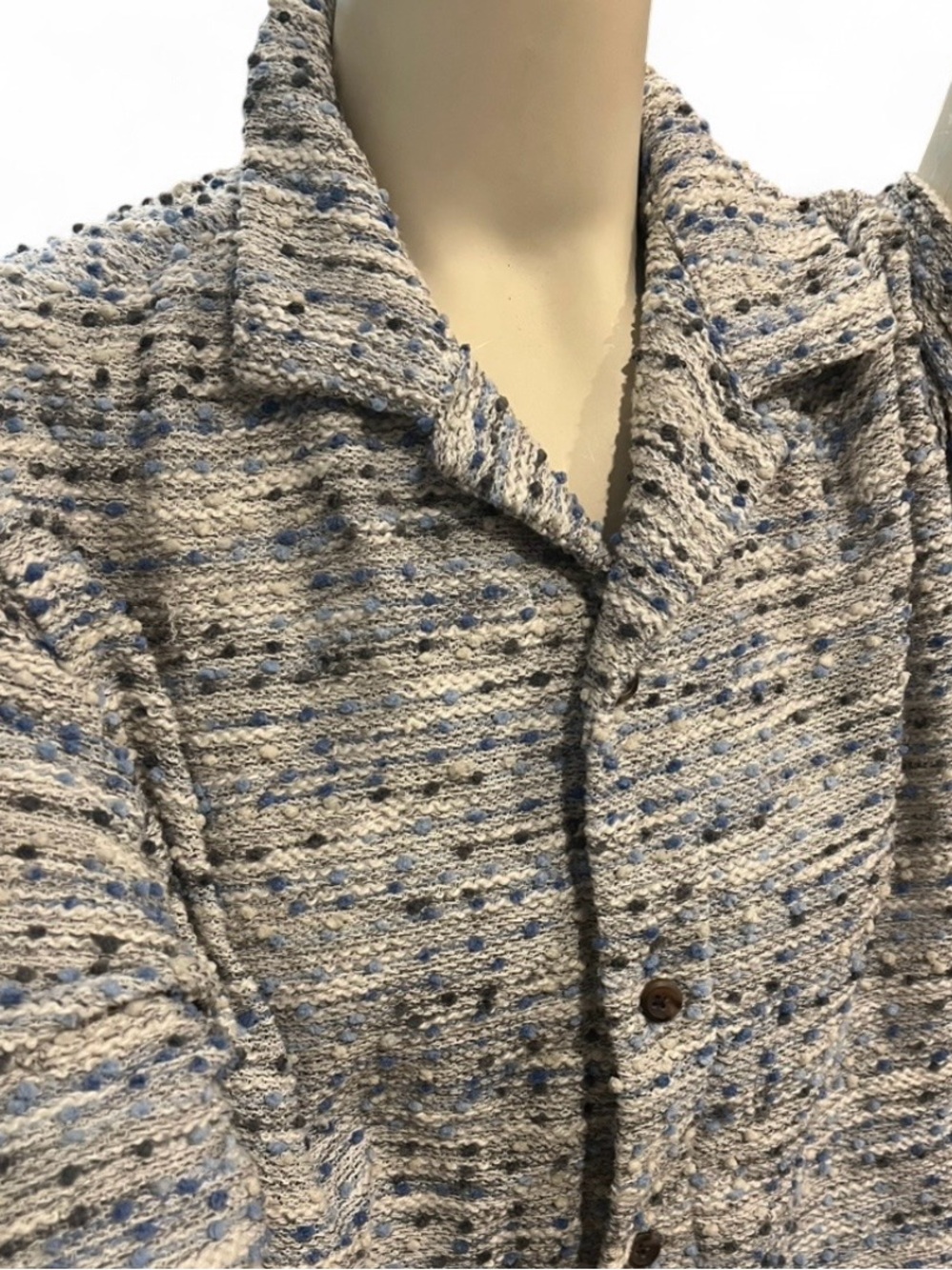 EARTHBOUND Cream and Blue Textured Button-Down Shirt